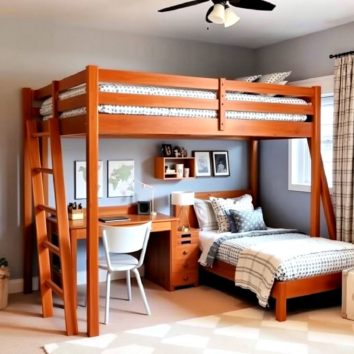 loft beds with play or study areas below