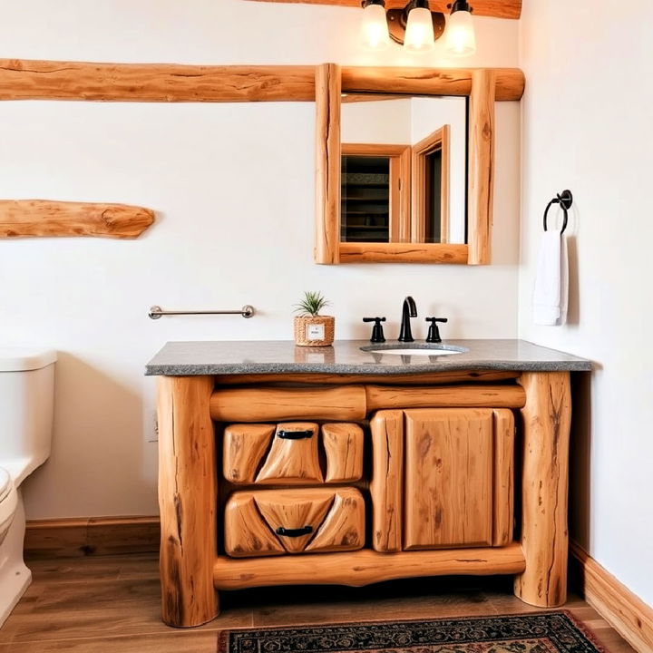 log cabin vanity for bathroom