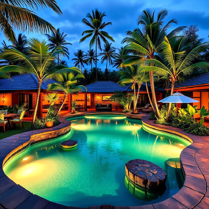 lush and tropical lagoon pool