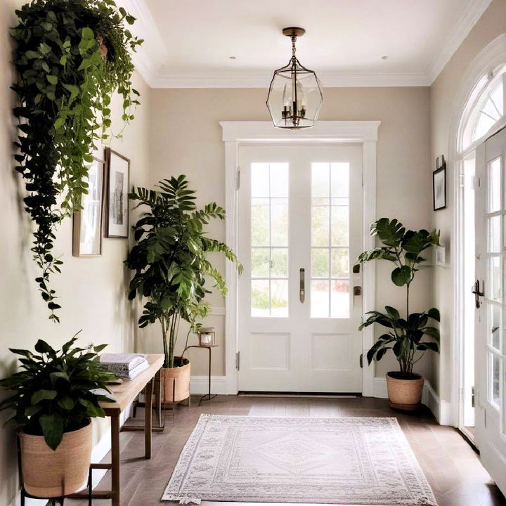 lush and welcoming entryway plant decor