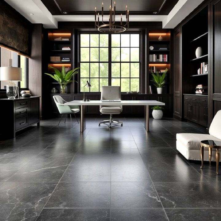 luxurious dark stone flooring for office