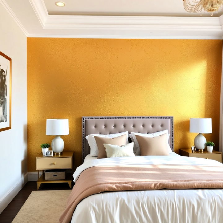 luxurious gold accent wall for bedroom