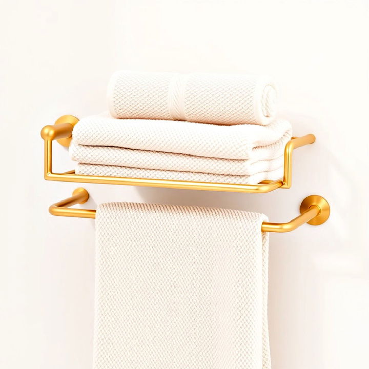 luxurious gold accents on towel racks