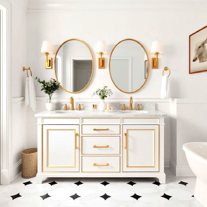 luxurious gold framed vanity cabinets