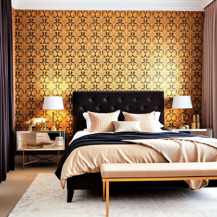 luxurious gold statement wallpaper