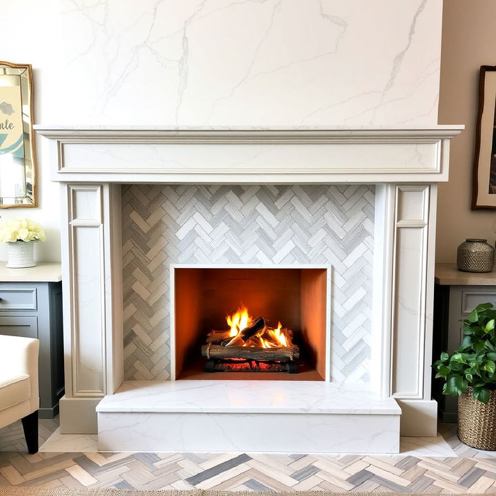 luxurious marble fireplace backsplash