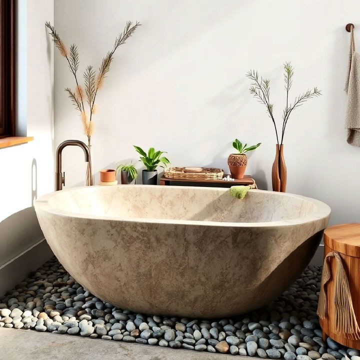 luxurious stone bathtub for bathroom