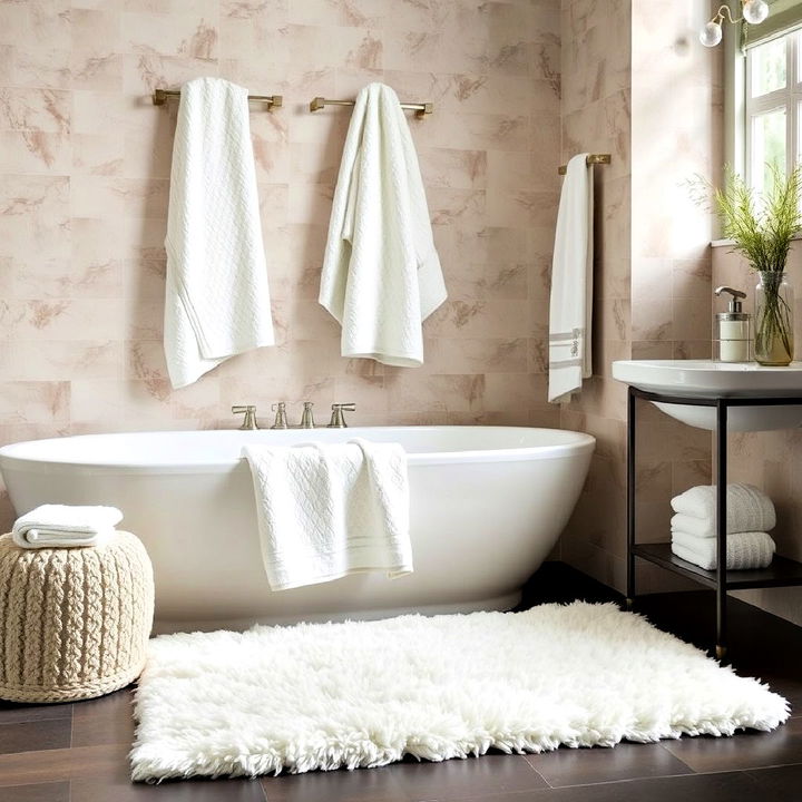 luxurious towels and plush bath rugs