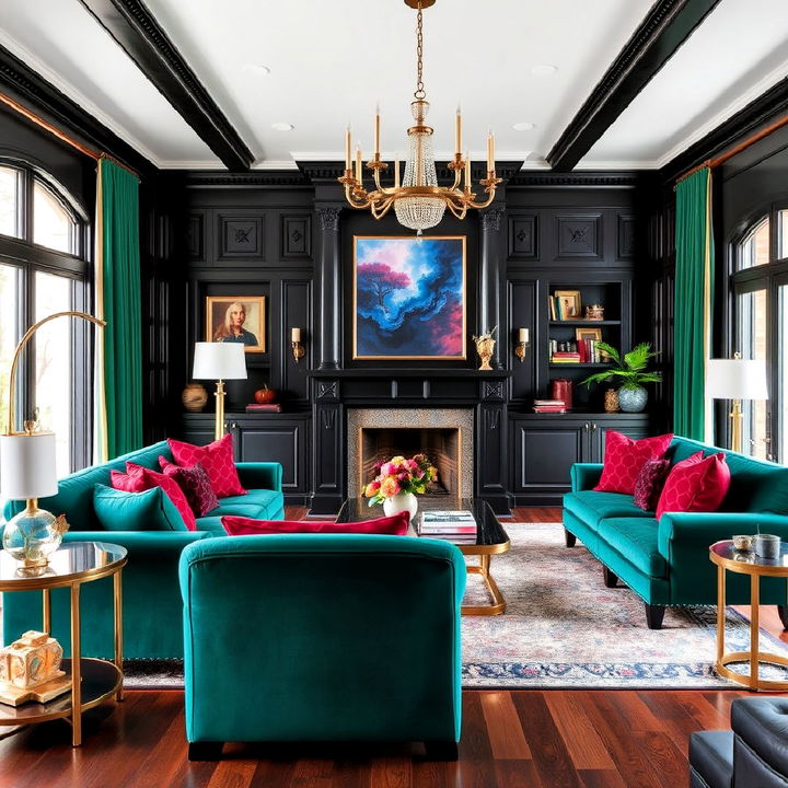 luxurious upholstered furniture in jewel tones