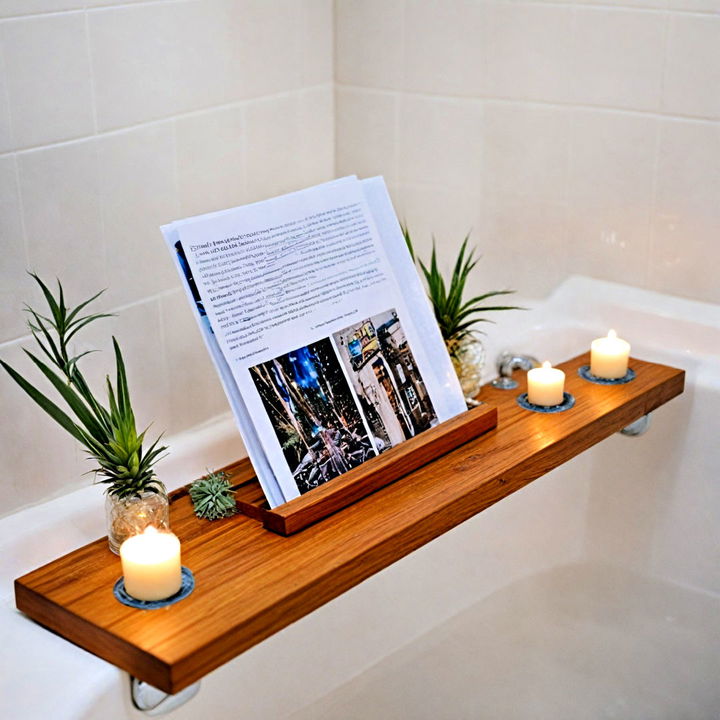 luxurious wooden bathtub tray