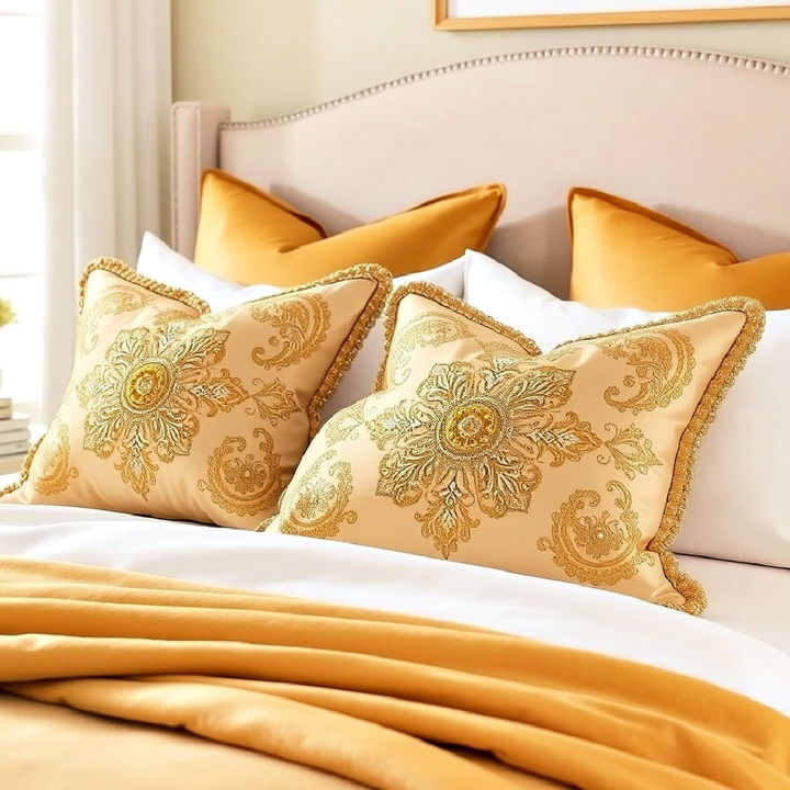 luxury gold accented throw pillows