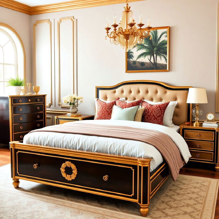 luxury gold trimmed furniture for bedroom