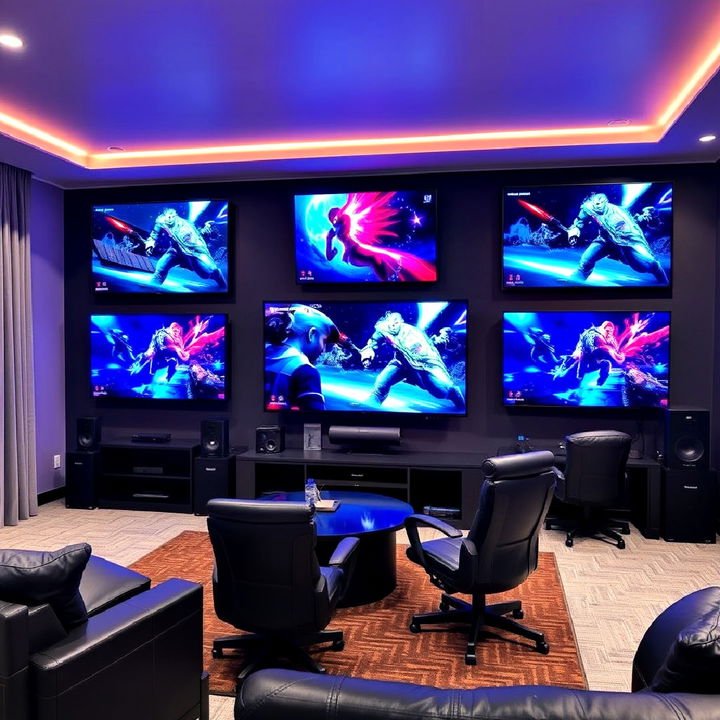 luxury multi screen gaming wall