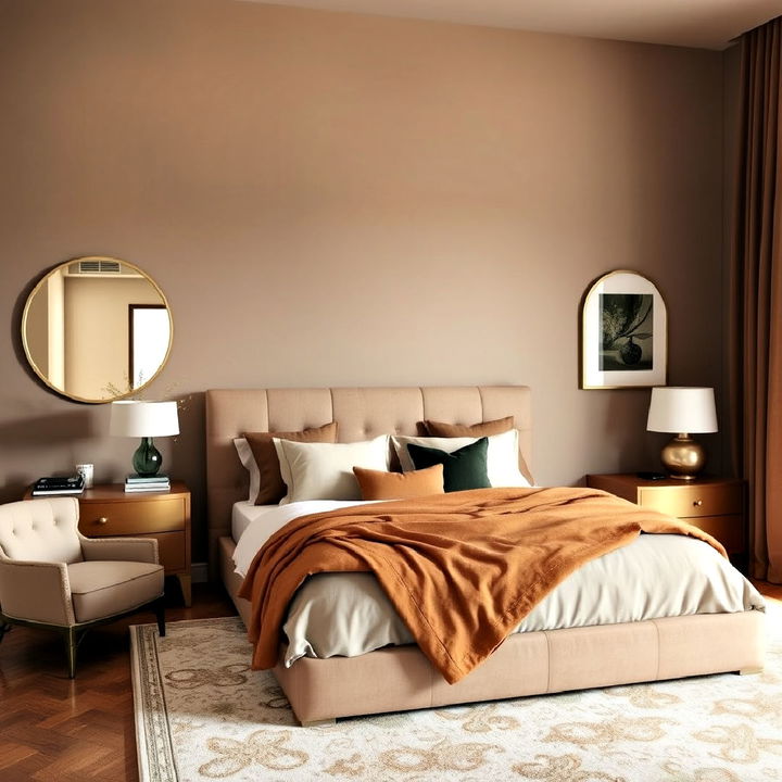 luxury warm gold and taupe bedroom