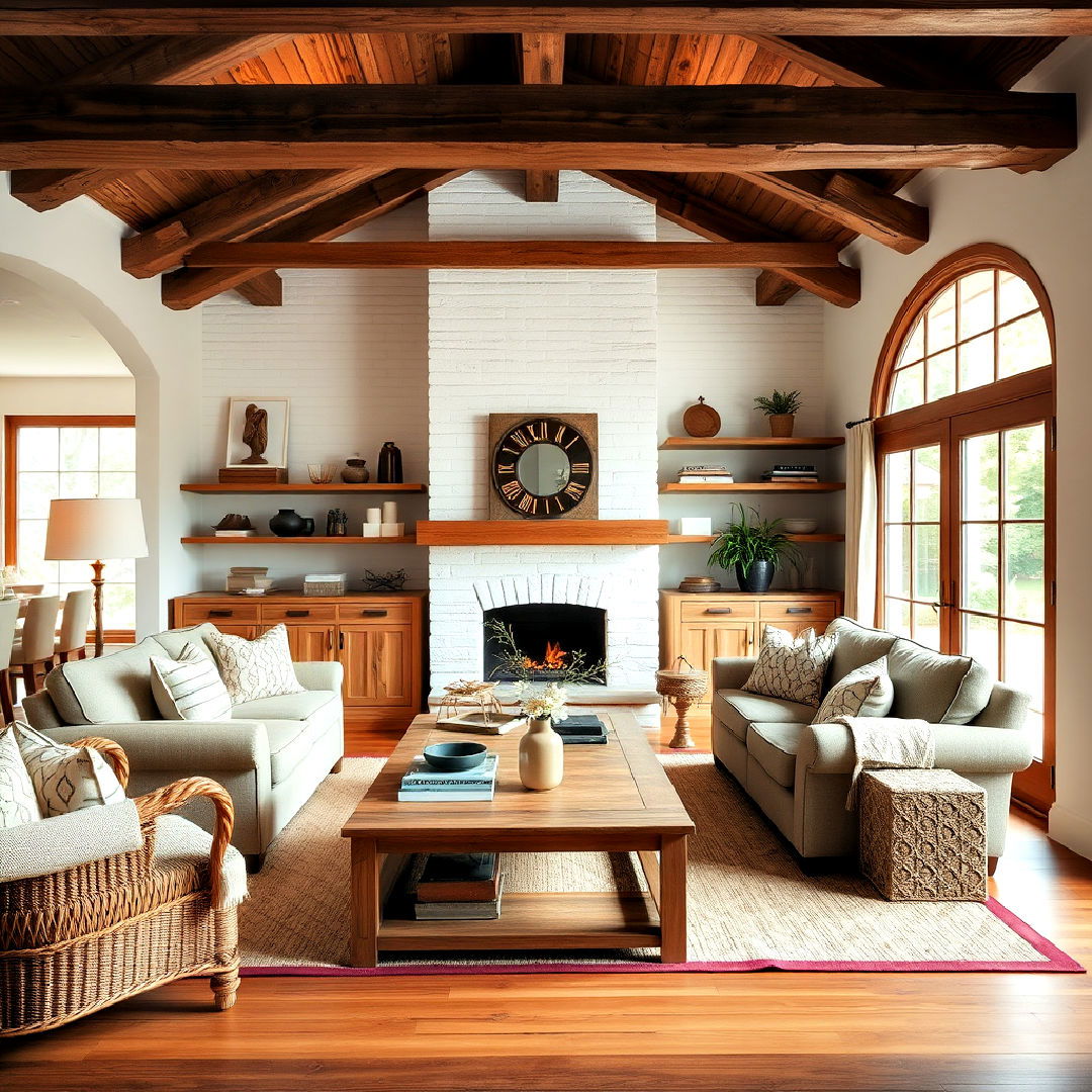 magnolia inspired living room with natural wood elements