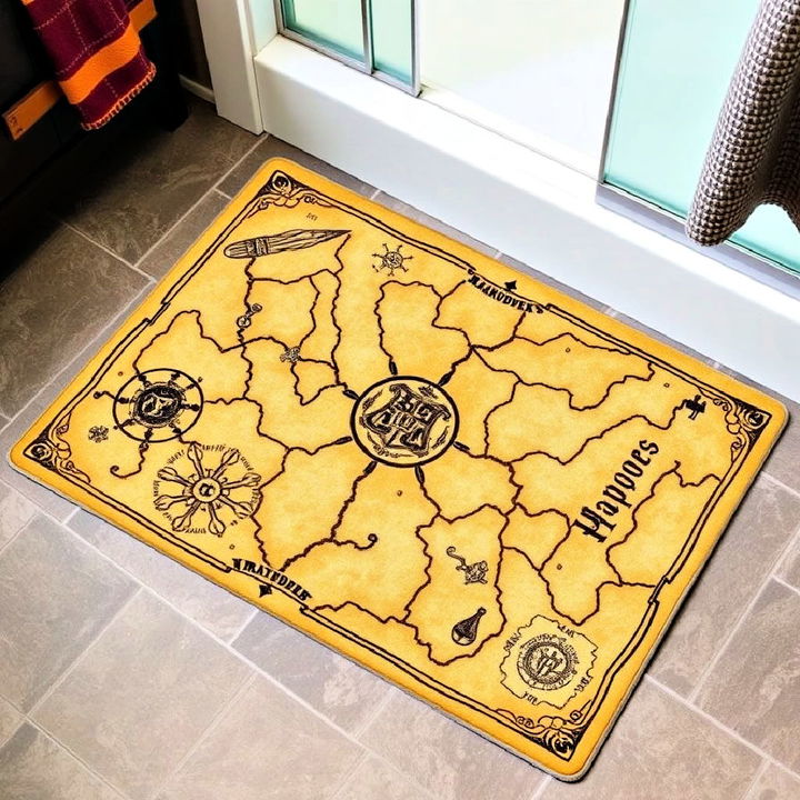 marauder’s map inspired bathroom floor mat