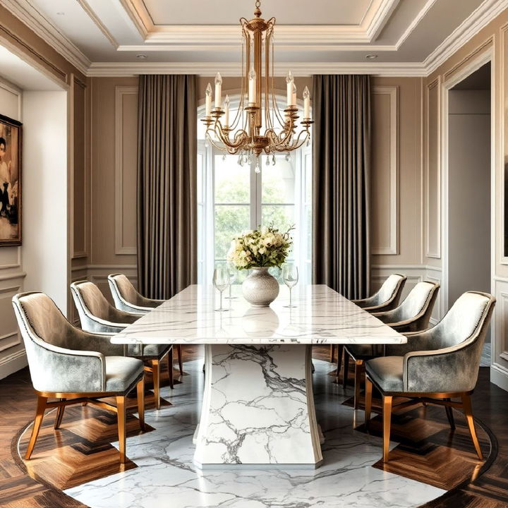 marble dining table as a room’s centerpiece