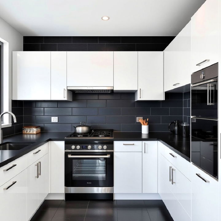 matte black tiles kitchen backsplash