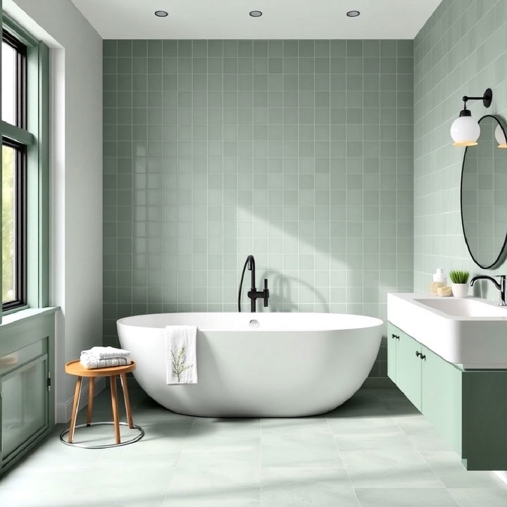 matte celadon green tiles for zen like bathrooms