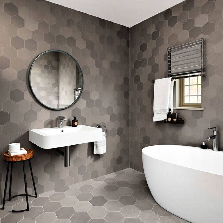 matte hexagon tiles bathroom