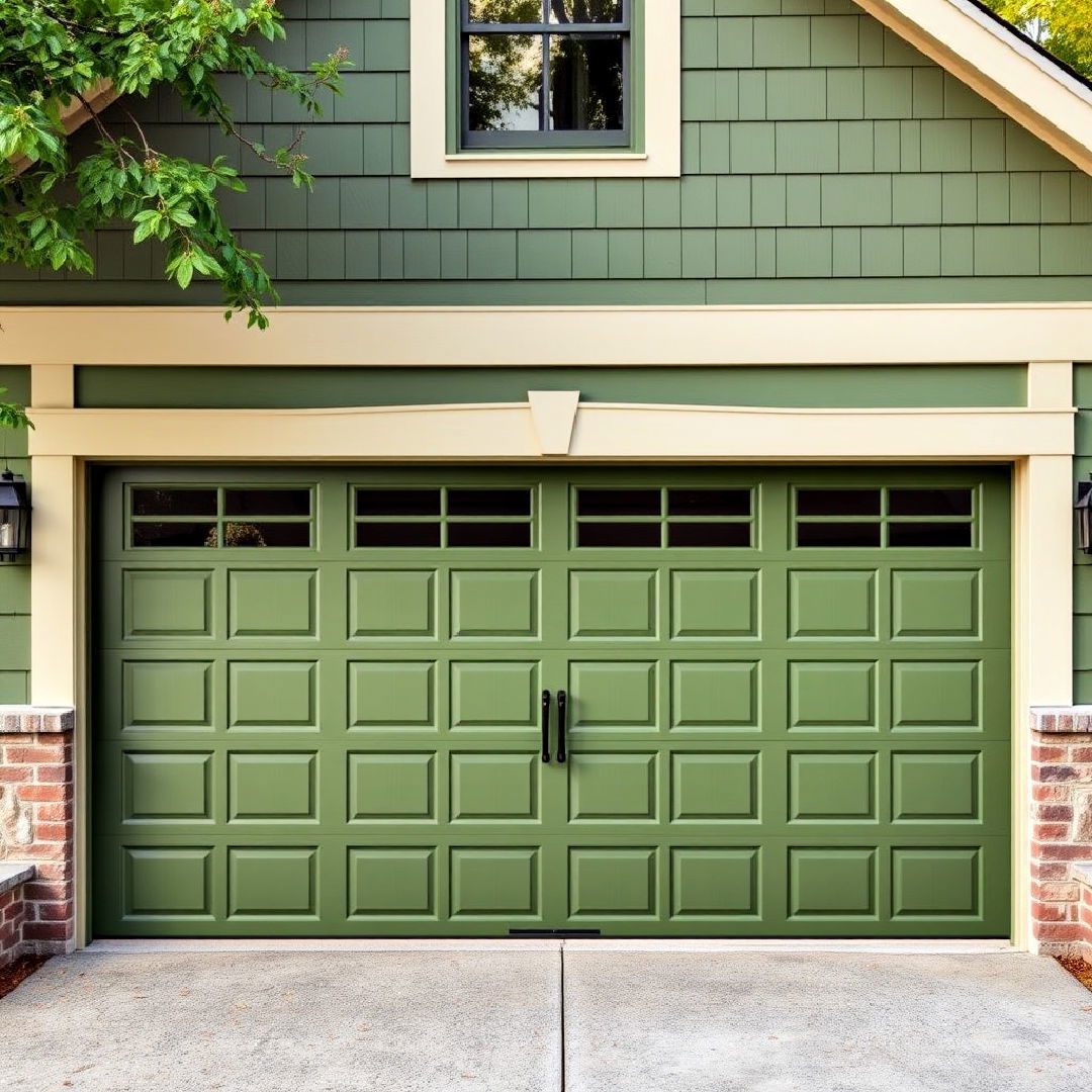 matte moss green garage door