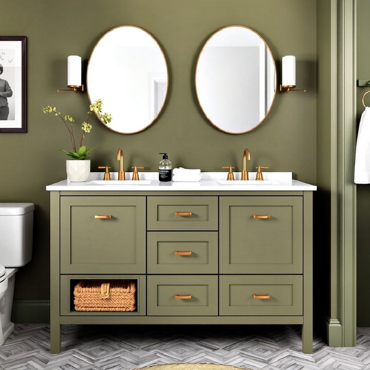 matte olive green vanity idea