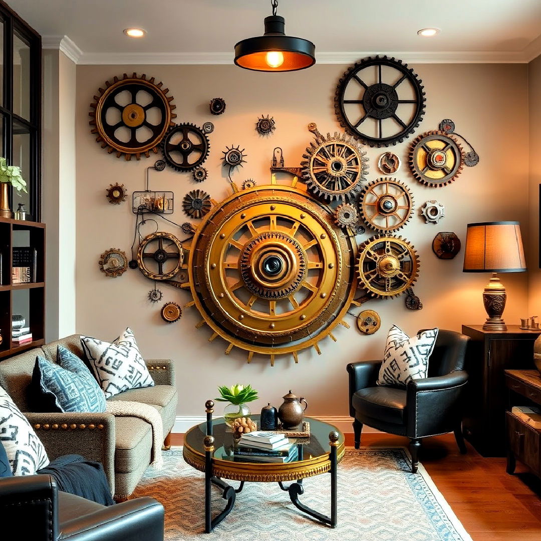 mechanical art and sculptures for steampunk interior