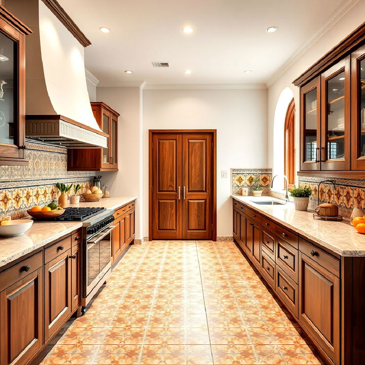 mediterranean inspired parallel kitchen