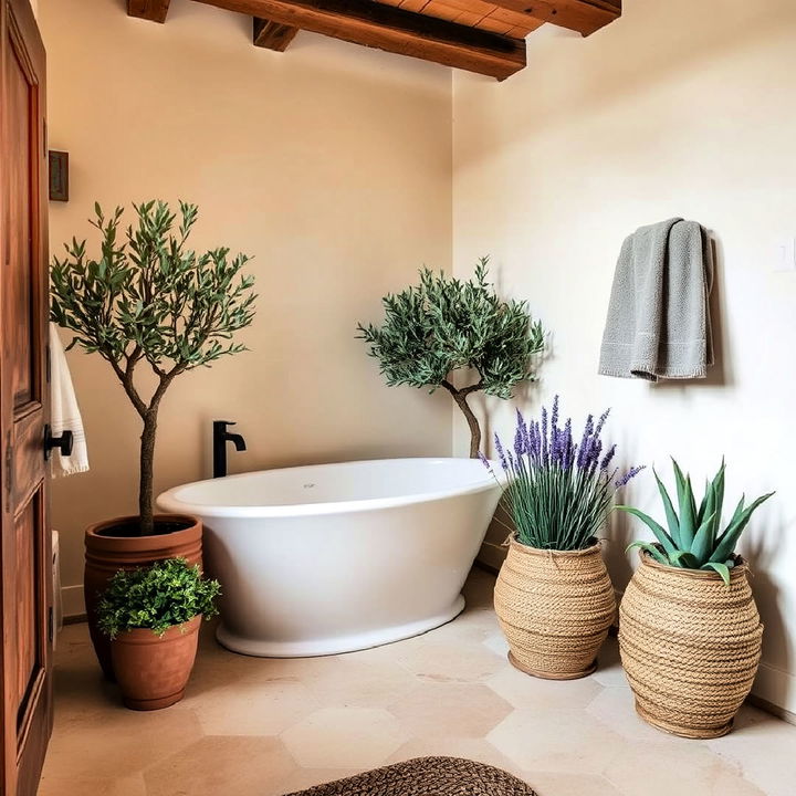 mediterranean plants tuscan bathroom