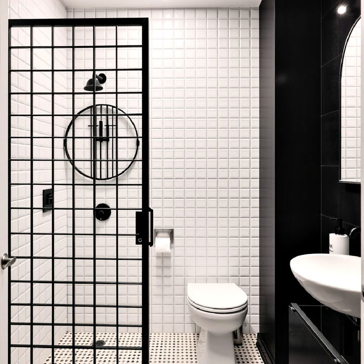 metal grid bathroom partition