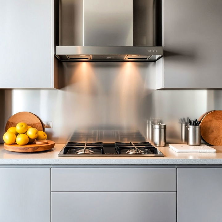 metal sheet backsplash for modern kitchen