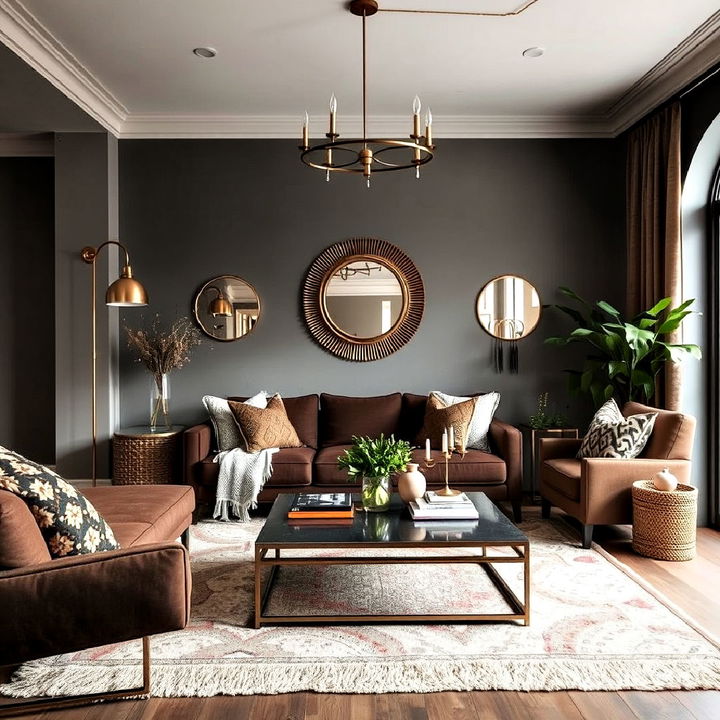 metallic accents living room for a touch of glamour