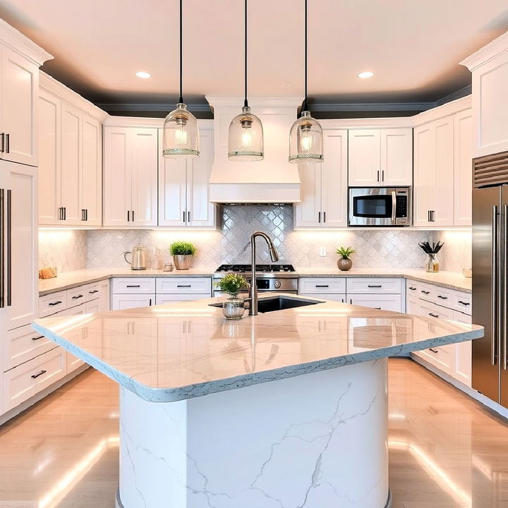 metallic quartz countertop idea