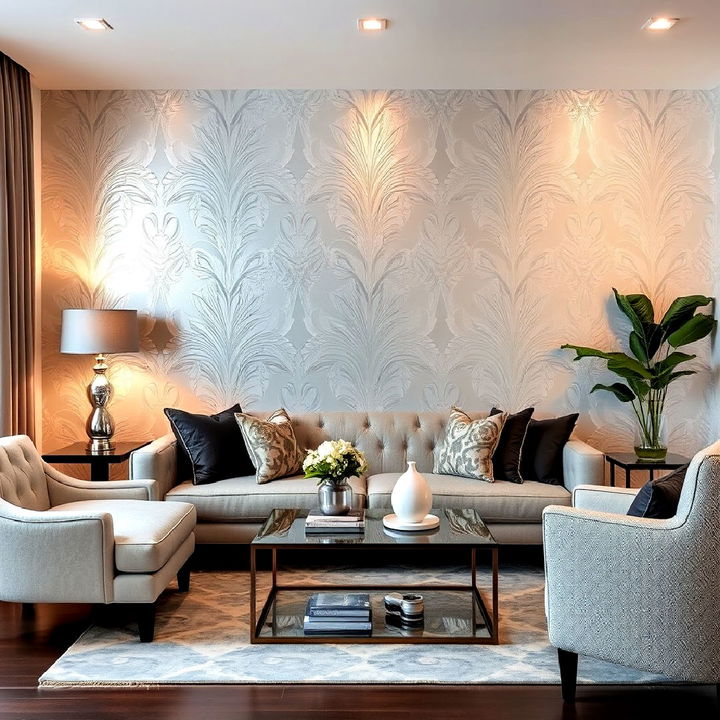 metallic silver wallpaper for living room