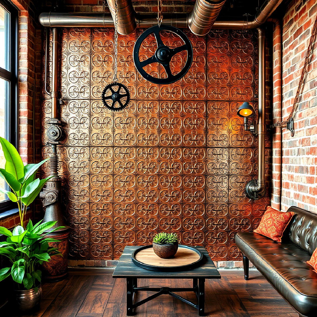 metallic wall coverings steampunk interior