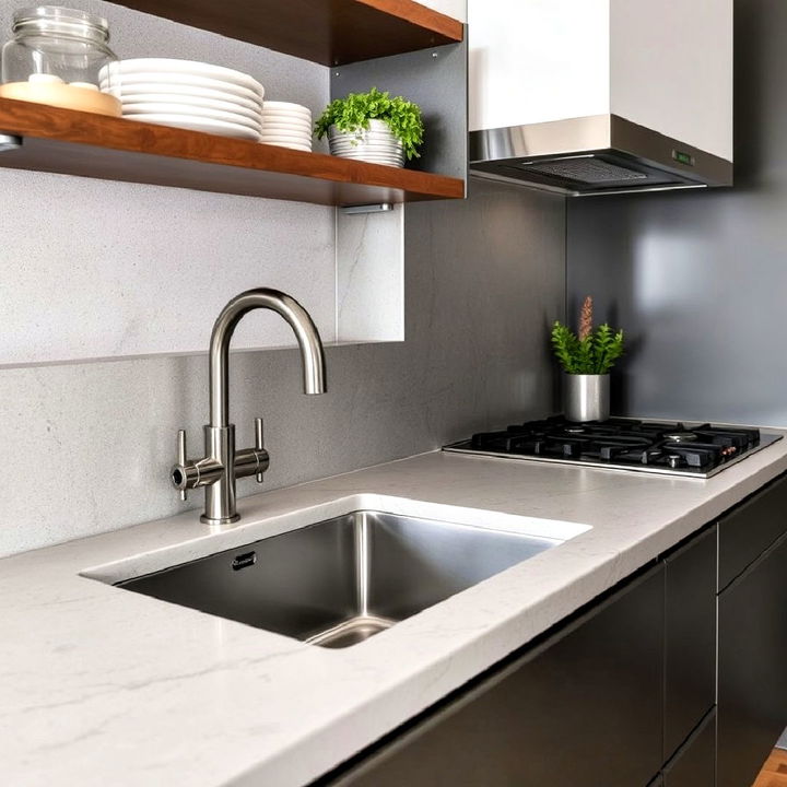 microcement splash zone for kitchen