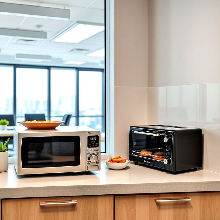 microwave and toaster oven in office kitchen