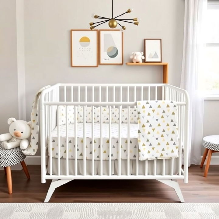 mid century inspired crib bedding