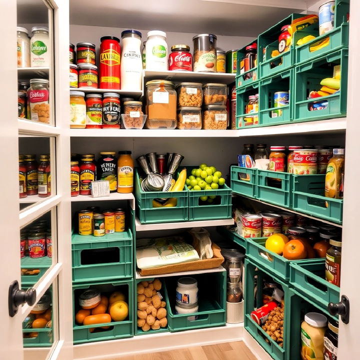 milk crate pantry storage