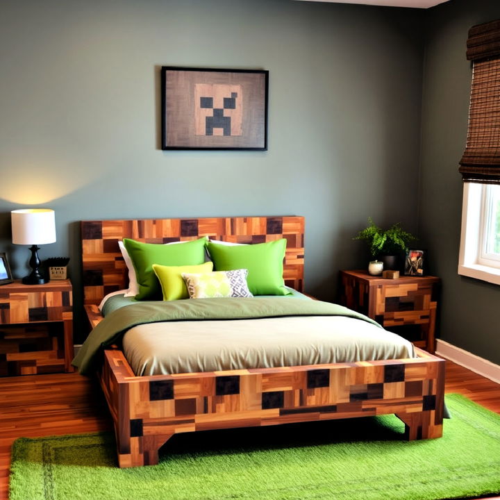 minecraft themed bed frame