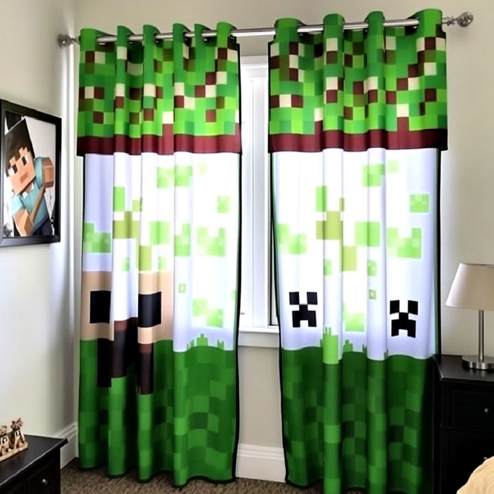 minecraft themed curtains for bedroom