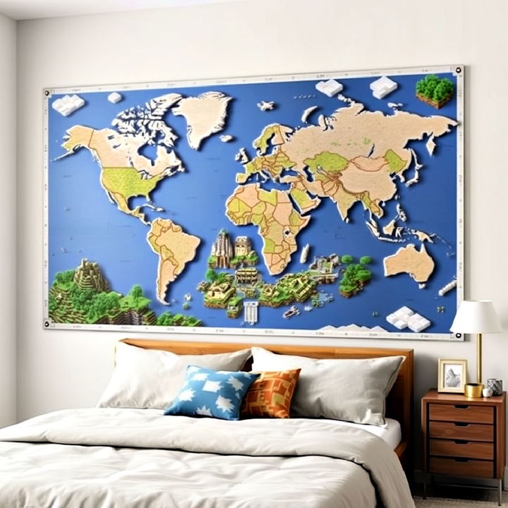 minecraft world map wall art