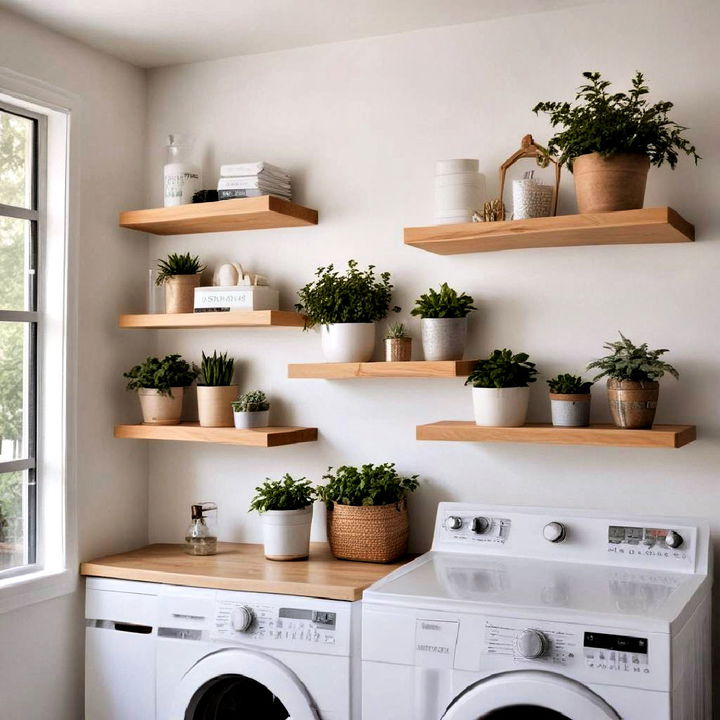 minimal and chic floating wooden shelves