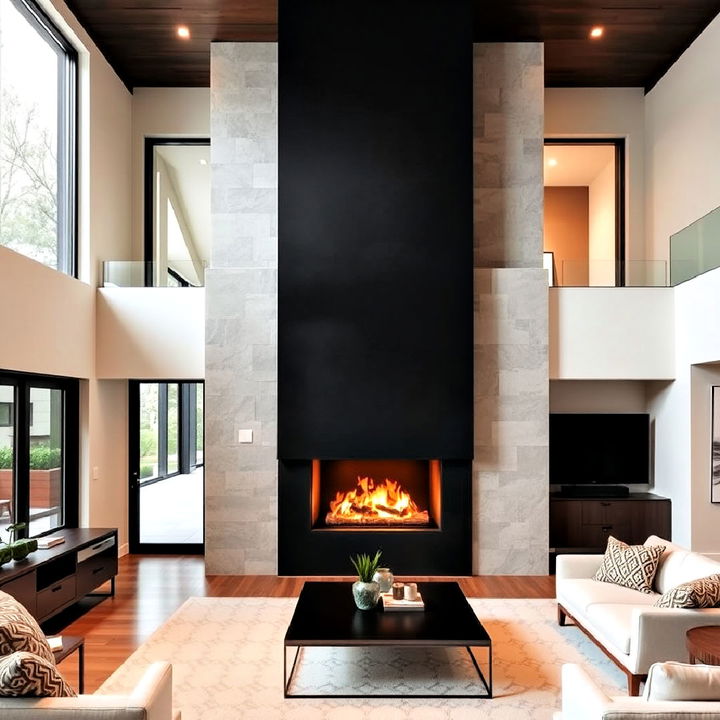 minimalist and dazzling two story fireplace