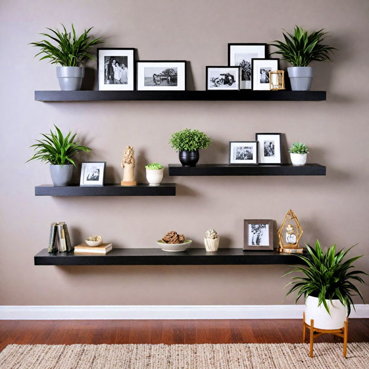 minimalist and modern black floating shelves