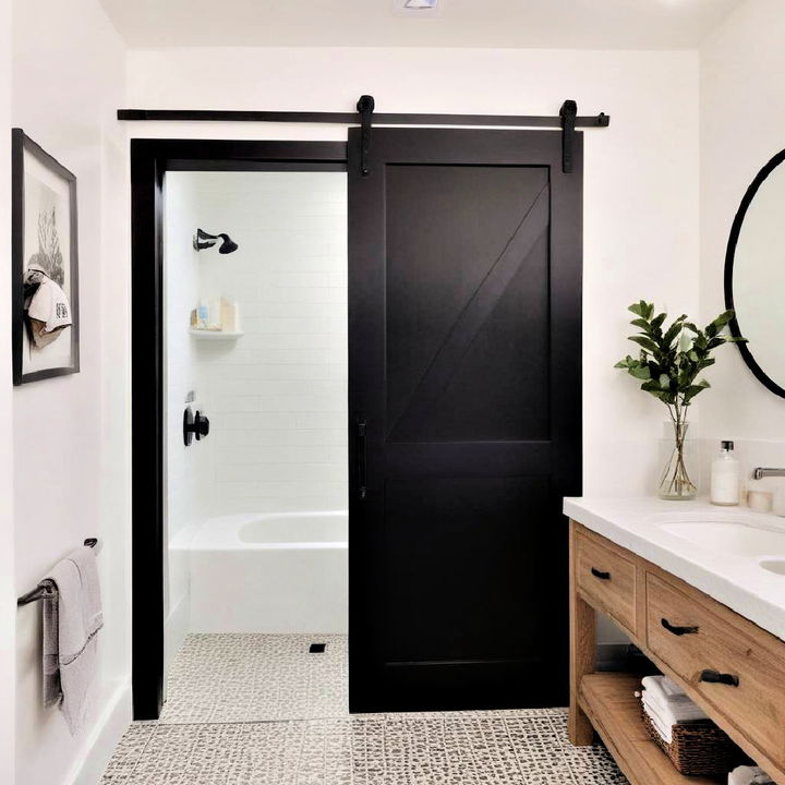 minimalist black metal frame barn door