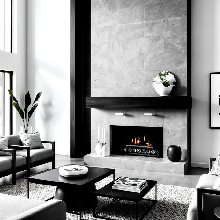 minimalist concrete chic fireplace