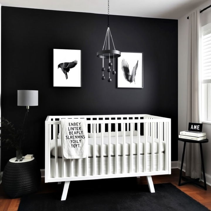 minimalist inspired black nursery