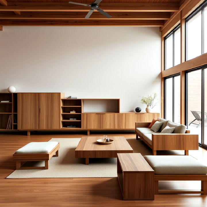 minimalist lines furniture with wooden furnishings