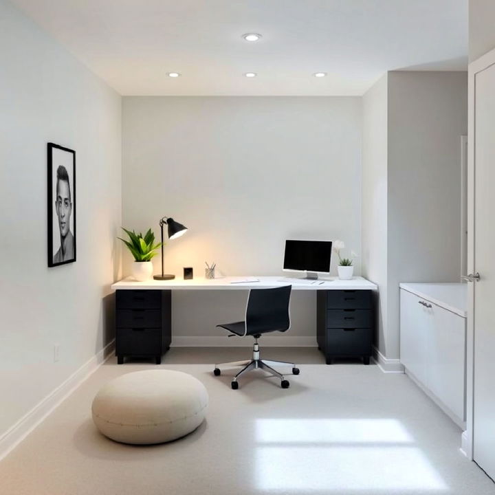 minimalist modern workspace for basement office